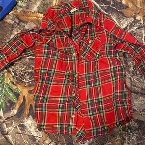 Red plaid button down shirt